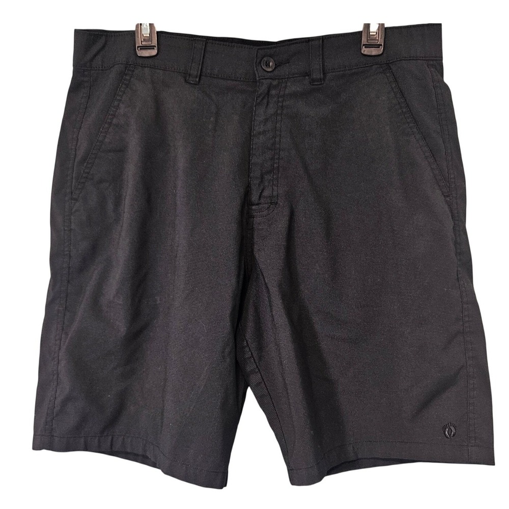 Hang Ten Mens Black Hybrid Walk Shorts Size 36 Textured Stretch Surf Casual